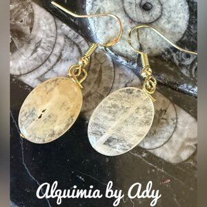 Big citrine gold luxury earrings